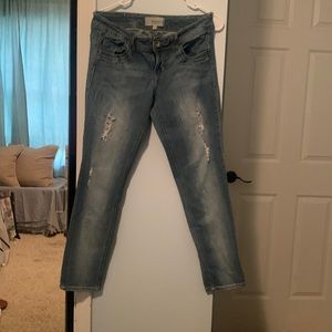 Faded blue jeans